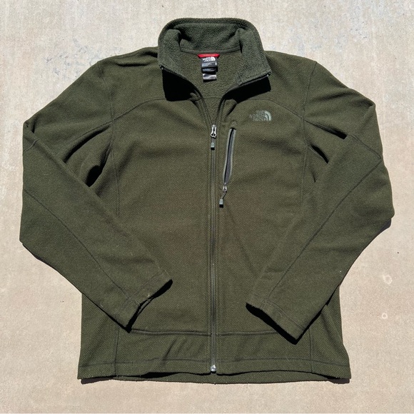 The North Face Men's Olive Fleece Zip Up Jacket - Picture 1 of 4